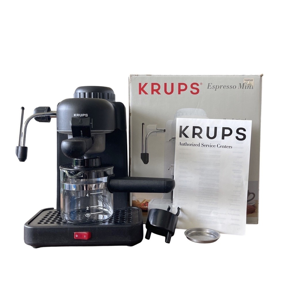 Krups 963 Espresso Mini 4-Cup Cappuccino Maker Machine Black Perfect Froth
